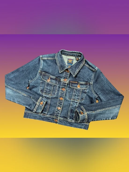 Handmade, Upcycled KISS Denim Jacket Size L for Women - Picture 2 of 4